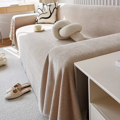 Chenille Thickened Solid Couch Blanket Throws, Reversible Couch Covers for Sectional Couches