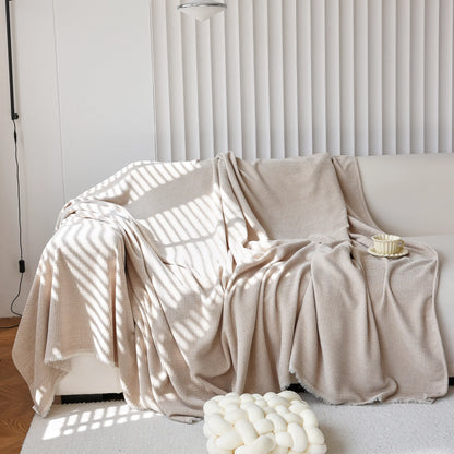 Chenille Thickened Solid Couch Blanket Throws, Reversible Couch Covers for Sectional Couches