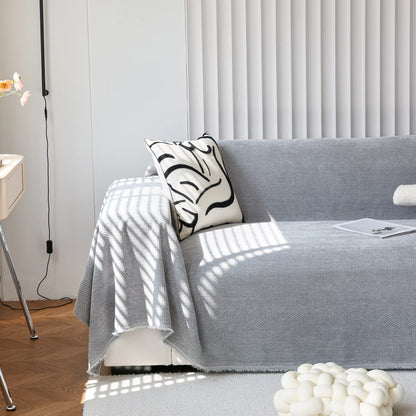 Chenille Thickened Solid Couch Blanket Throws, Reversible Couch Covers for Sectional Couches