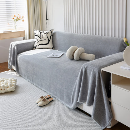 Chenille Thickened Solid Couch Blanket Throws, Reversible Couch Covers for Sectional Couches