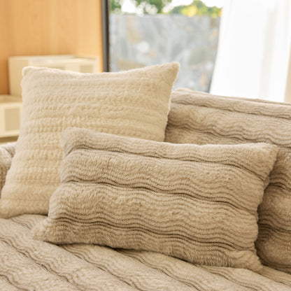Plush Faux Rabbit Fur Sofa Cover, Warm Non-Slip Couch Protector for Leather Sofas