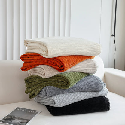 Chenille Thickened Solid Couch Blanket Throws, Reversible Couch Covers for Sectional Couches
