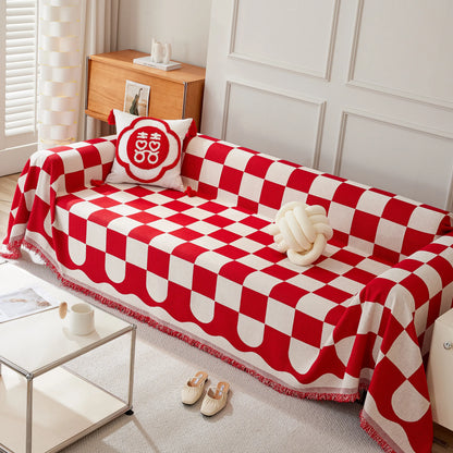 Chenille Plaid Couch Covers for Couches, Sectional Couch Covers, Stylish Sofa Throw Blanket