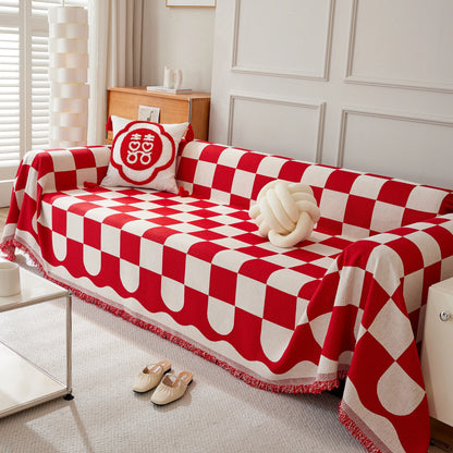 Chenille Plaid Couch Covers for Couches, Sectional Couch Covers, Stylish Sofa Throw Blanket