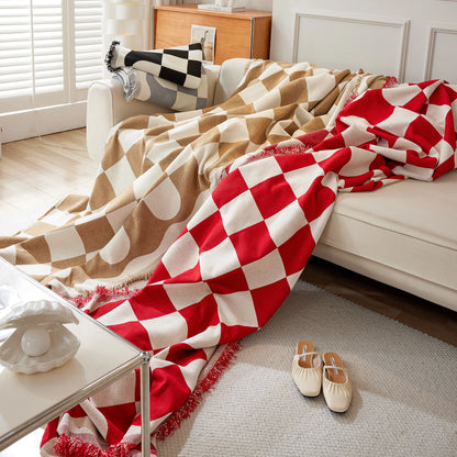 Chenille Plaid Couch Covers for Couches, Sectional Couch Covers, Stylish Sofa Throw Blanket