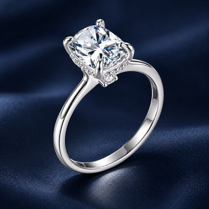 925 Sterling Silver White Gold Plated 3ct Moissanite Size 6 Ring for Women