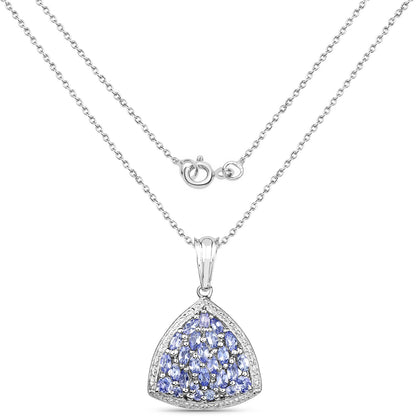 1.96 Carat Genuine Tanzanite .925 Sterling Silver Pendant
