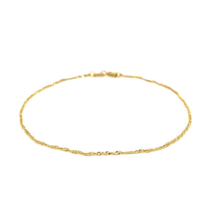 14k Yellow Gold Singapore Bracelet 1.0mm