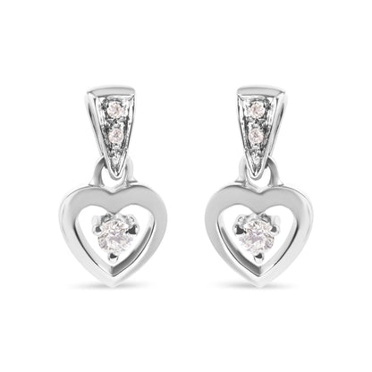 14K White Gold 1/6 Cttw Diamond Dangle Heart Stud Earrings (H-I, SI2-I1)