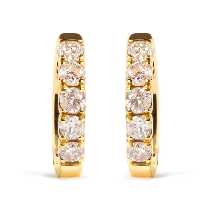 10K Yellow Gold 1/2 Cttw Round-Cut Diamond Hoop Earrings
