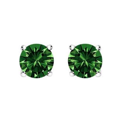 14K White Gold 1/2 Cttw Lab Grown Green Diamond Classic Solitaire Stud Earrings with Pushback