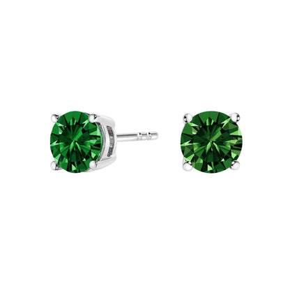 14K White Gold 1/2 Cttw Lab Grown Green Diamond Classic Solitaire Stud Earrings with Pushback
