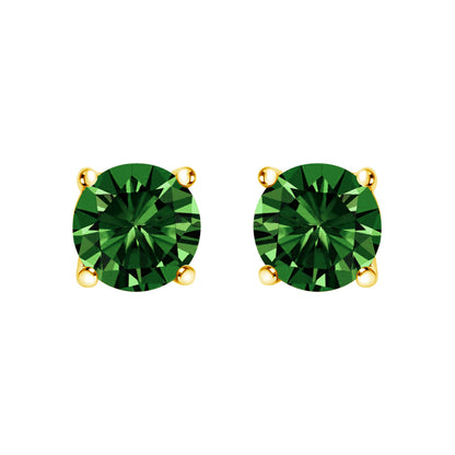 14K White Gold 1/2 Cttw Lab Grown Green Diamond Classic Solitaire Stud Earrings with Pushback