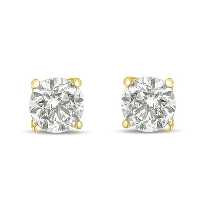 14K Yellow Gold 1.0 Cttw Lab Grown Diamond Solitaire Stud Earrings