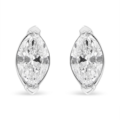 14K White Gold 4/5 Cttw Marquise Lab Grown Diamond Solitaire Stud Earrings