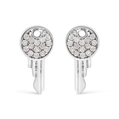 925 Sterling Silver 1/6ct TDW Diamond Charm Earrings