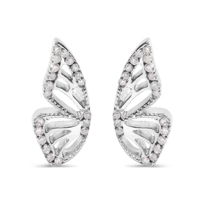 .925 Sterling Silver 1/6ct TDW Diamond Butterfly Earrings