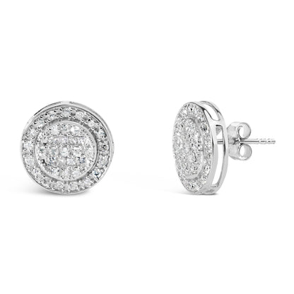 .925 Sterling Silver 3/4 Cttw Diamond Composite and Halo Stud Earrings (H-I Color, SI1-SI2 Clarity)