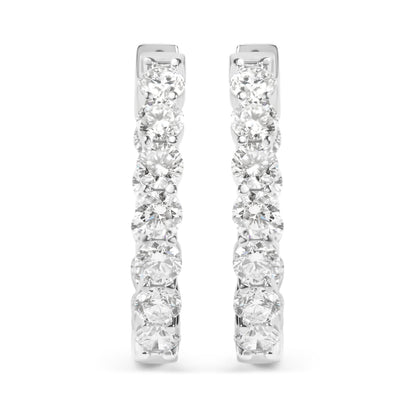 14K White Gold 5.00 Cttw Lab-Grown Diamond Inside Out Hoop Earrings
