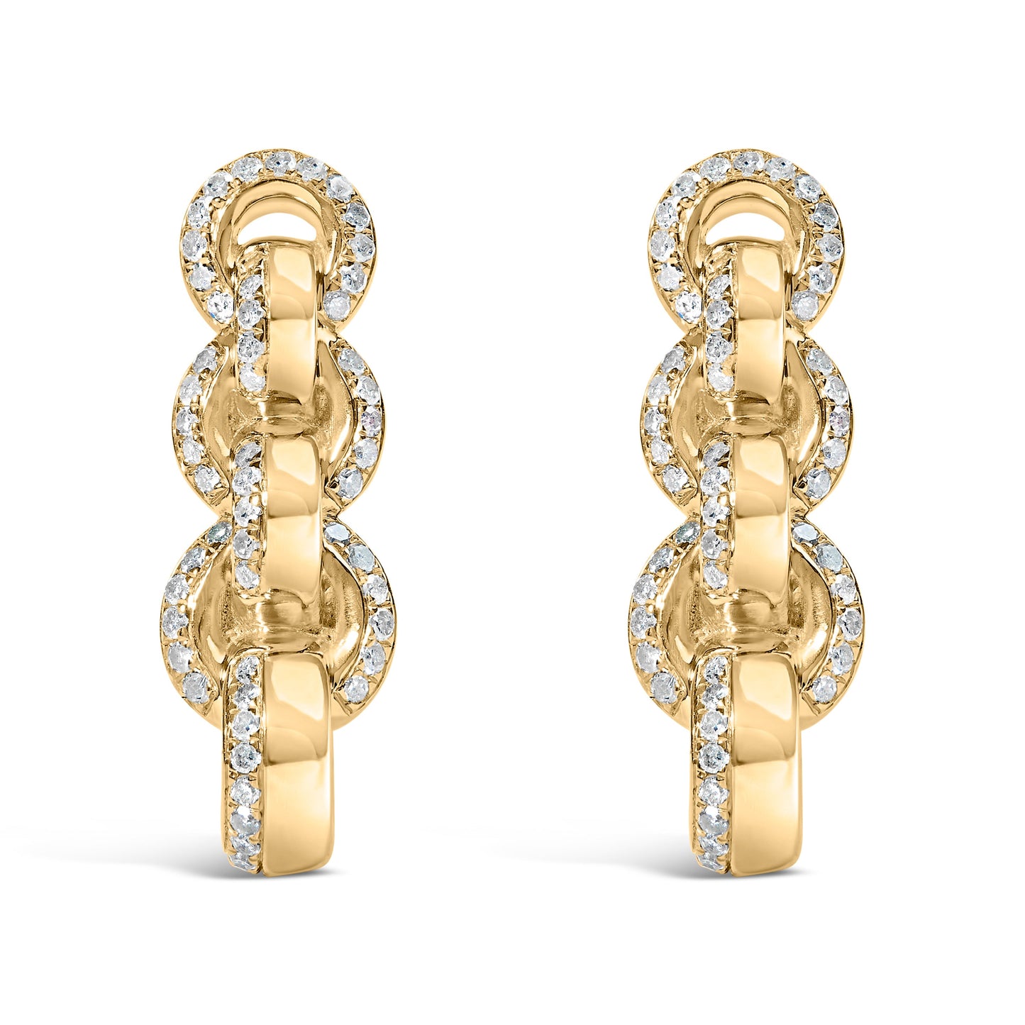 14K Yellow Gold Plated .925 Sterling Silver 1/2 Cttw Diamond Chain Link Drop Earrings (H-I Color, I1-I2 Clarity)