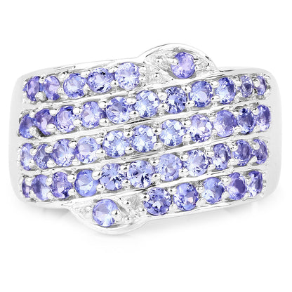 1.58 Carat Genuine Tanzanite .925 Sterling Silver Ring