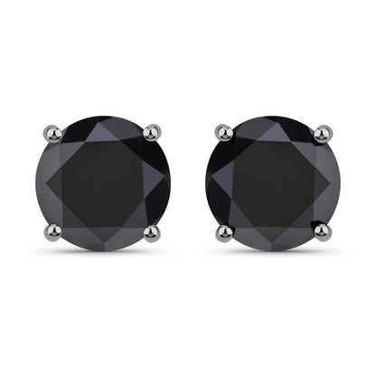 4.81 Carat Genuine Black Diamond 14K White Gold Earrings