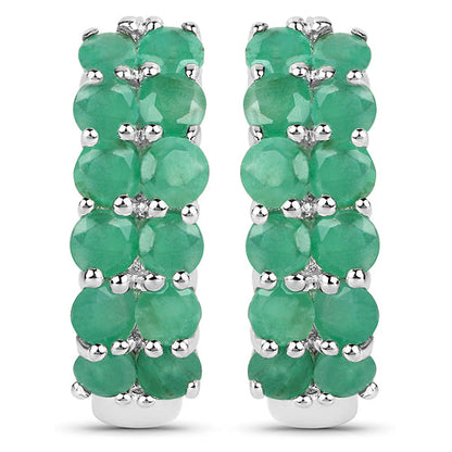 2.40 Carat Genuine Emerald .925 Sterling Silver Earrings