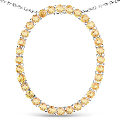 3.84 Carat Genuine Yellow Sapphire .925 Sterling Silver Pendant