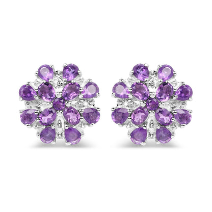 3.80 Carat Genuine Amethyst .925 Sterling Silver Earrings