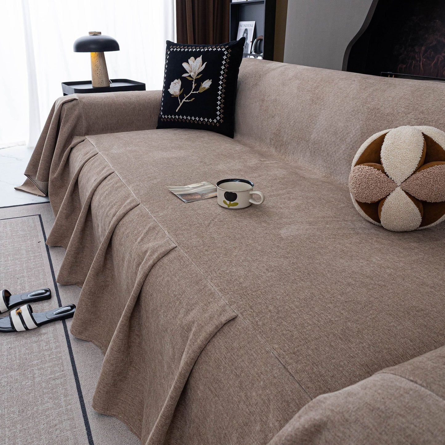 Water Repellent Couch Cover, Non Slip Furniture Protector for Leather & Fabric Sofa