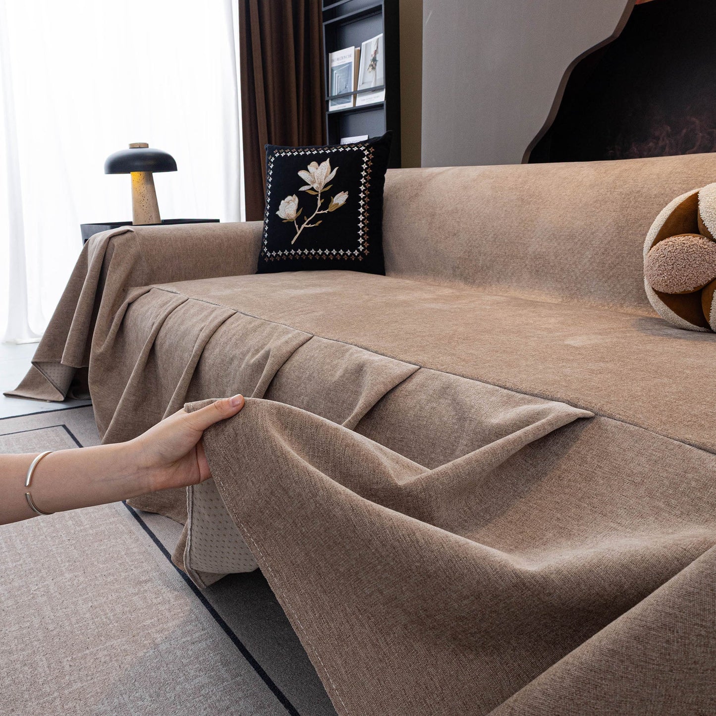 Water Repellent Couch Cover, Non Slip Furniture Protector for Leather & Fabric Sofa