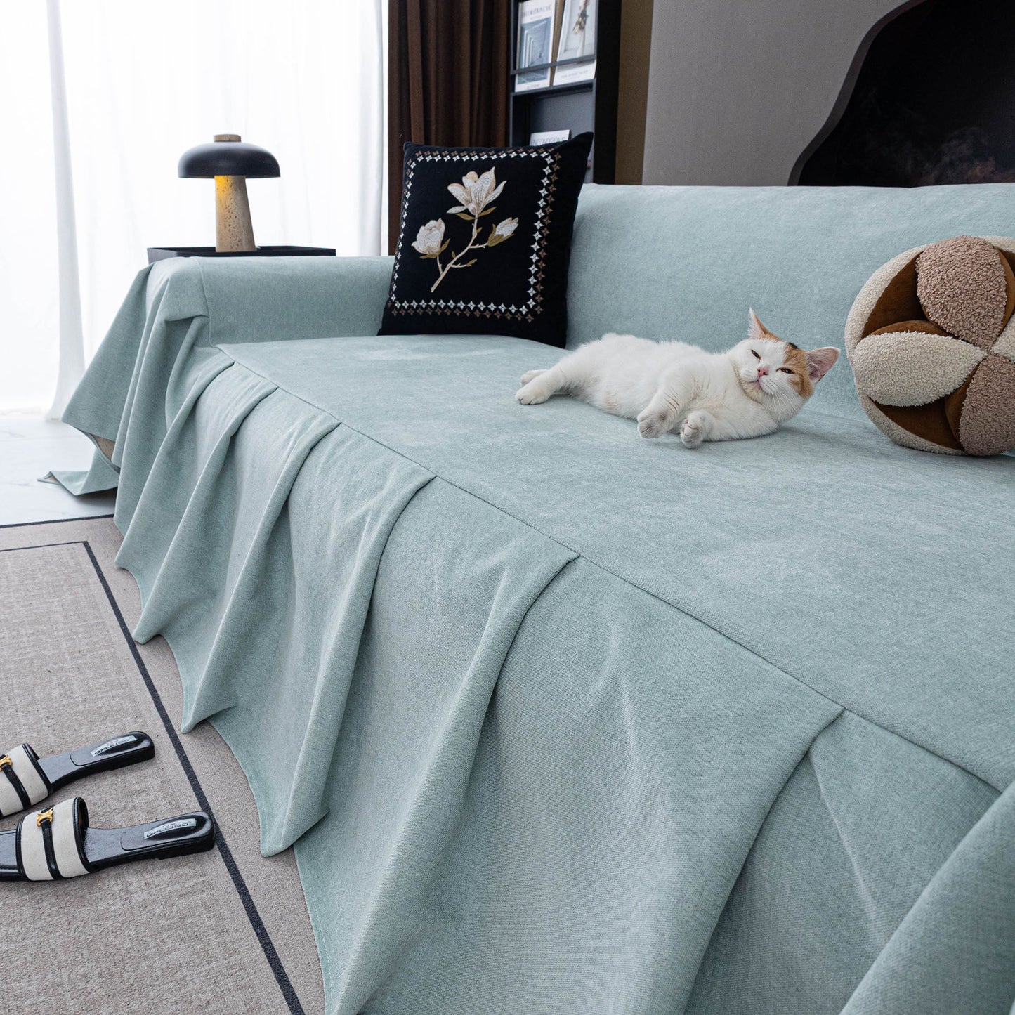 Water Repellent Couch Cover, Non Slip Furniture Protector for Leather & Fabric Sofa