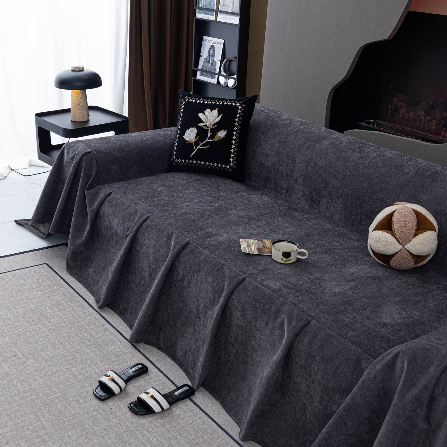 Water Repellent Couch Cover, Non Slip Furniture Protector for Leather & Fabric Sofa