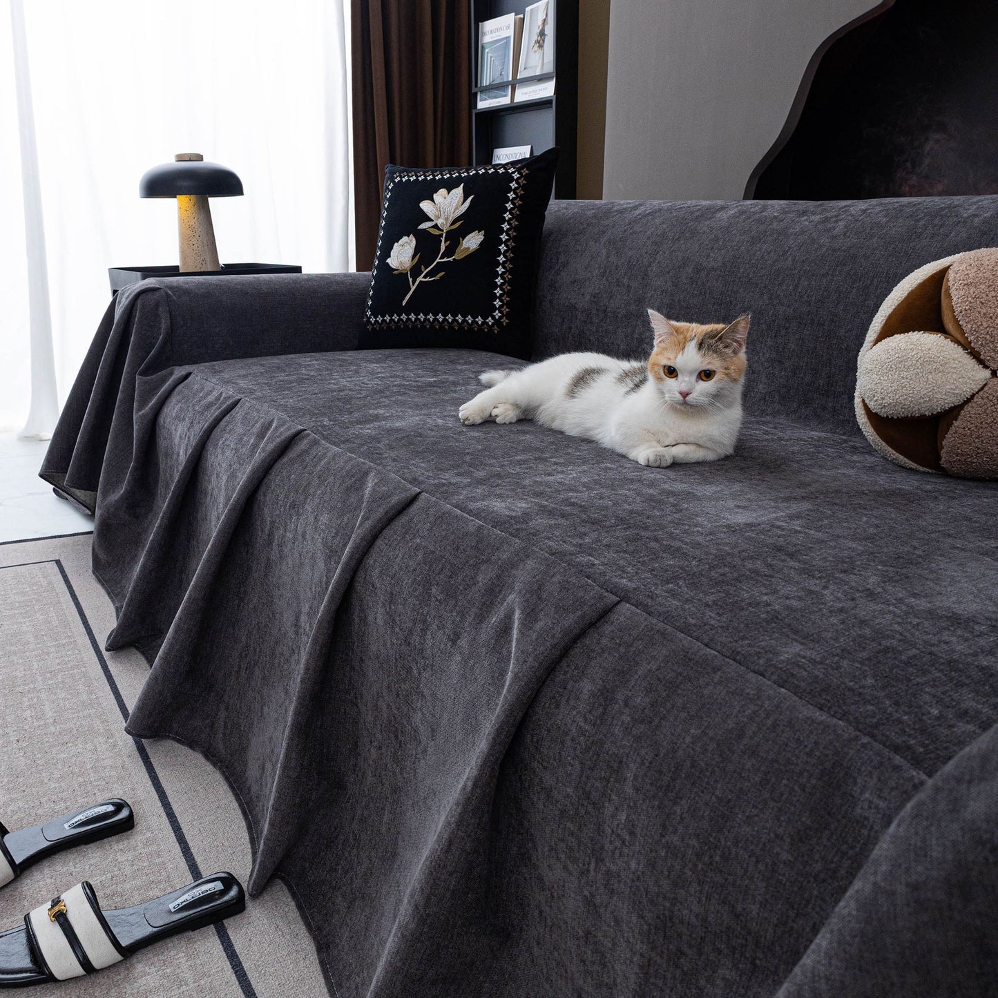 Water Repellent Couch Cover, Non Slip Furniture Protector for Leather & Fabric Sofa