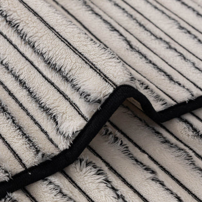 Plush Striped Couch Seat and Backrest Cover, Non-Slip Individual Sofa Protector