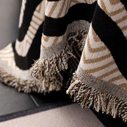 Chenille Sofa Throw Cover, Textured Chevron Decorative Couch Blanket for Living Room
