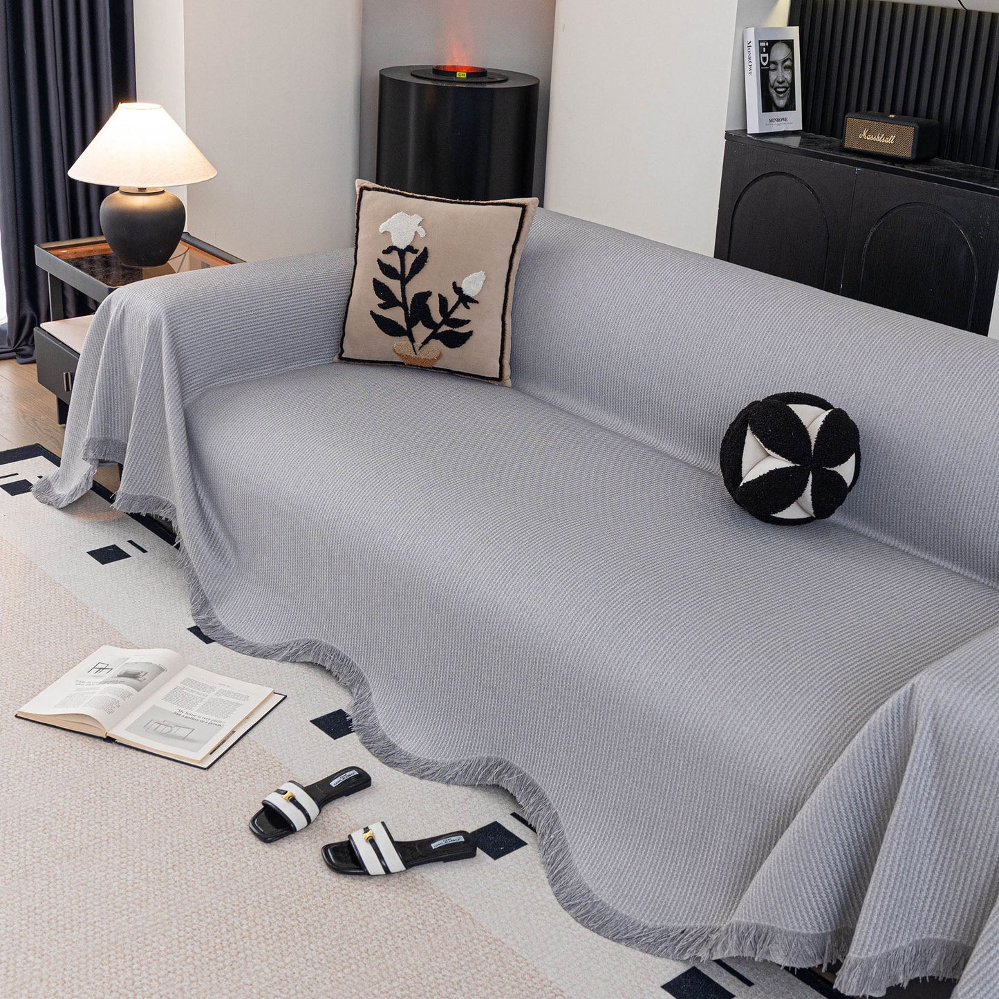 Soft Decorative Throw for Sofa and Loveseat, Textured Sofa Cover Blanket for Couch