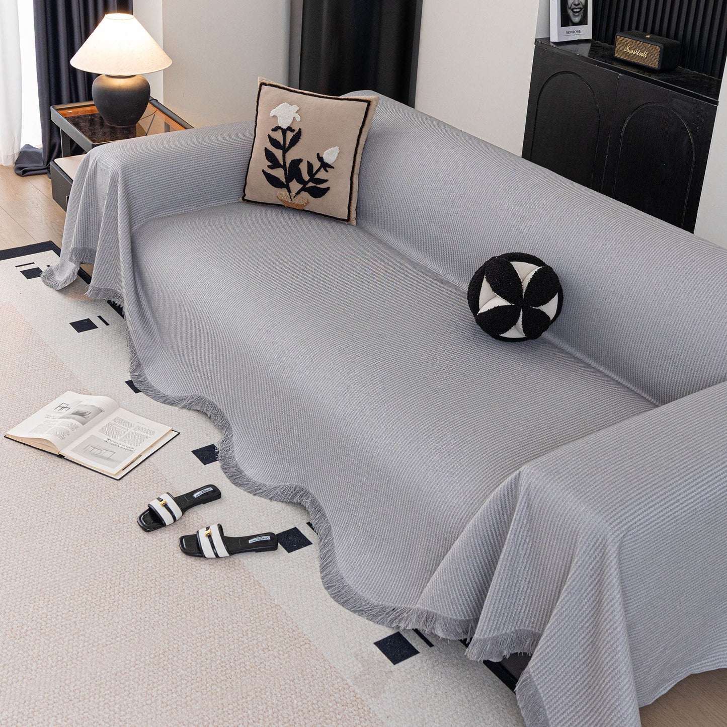 Soft Decorative Throw for Sofa and Loveseat, Textured Sofa Cover Blanket for Couch