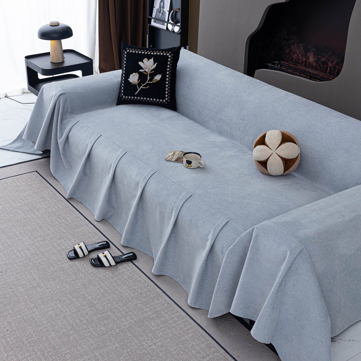 Water Repellent Couch Cover, Non Slip Furniture Protector for Leather & Fabric Sofa