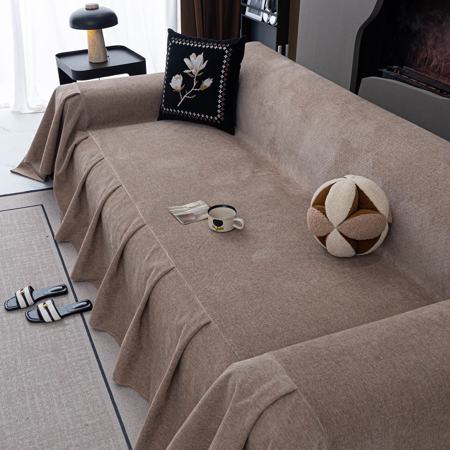 Water Repellent Couch Cover, Non Slip Furniture Protector for Leather & Fabric Sofa