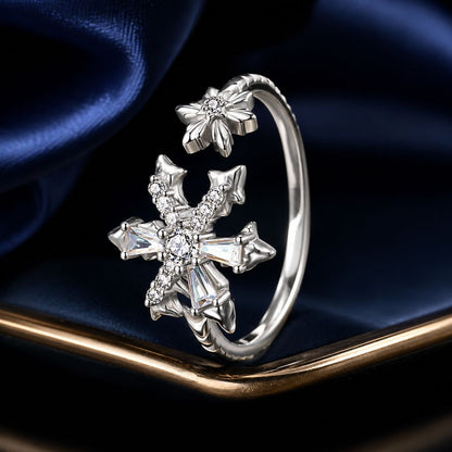925 Sterling Silver Ring with White Gold Plating and CZ for Women