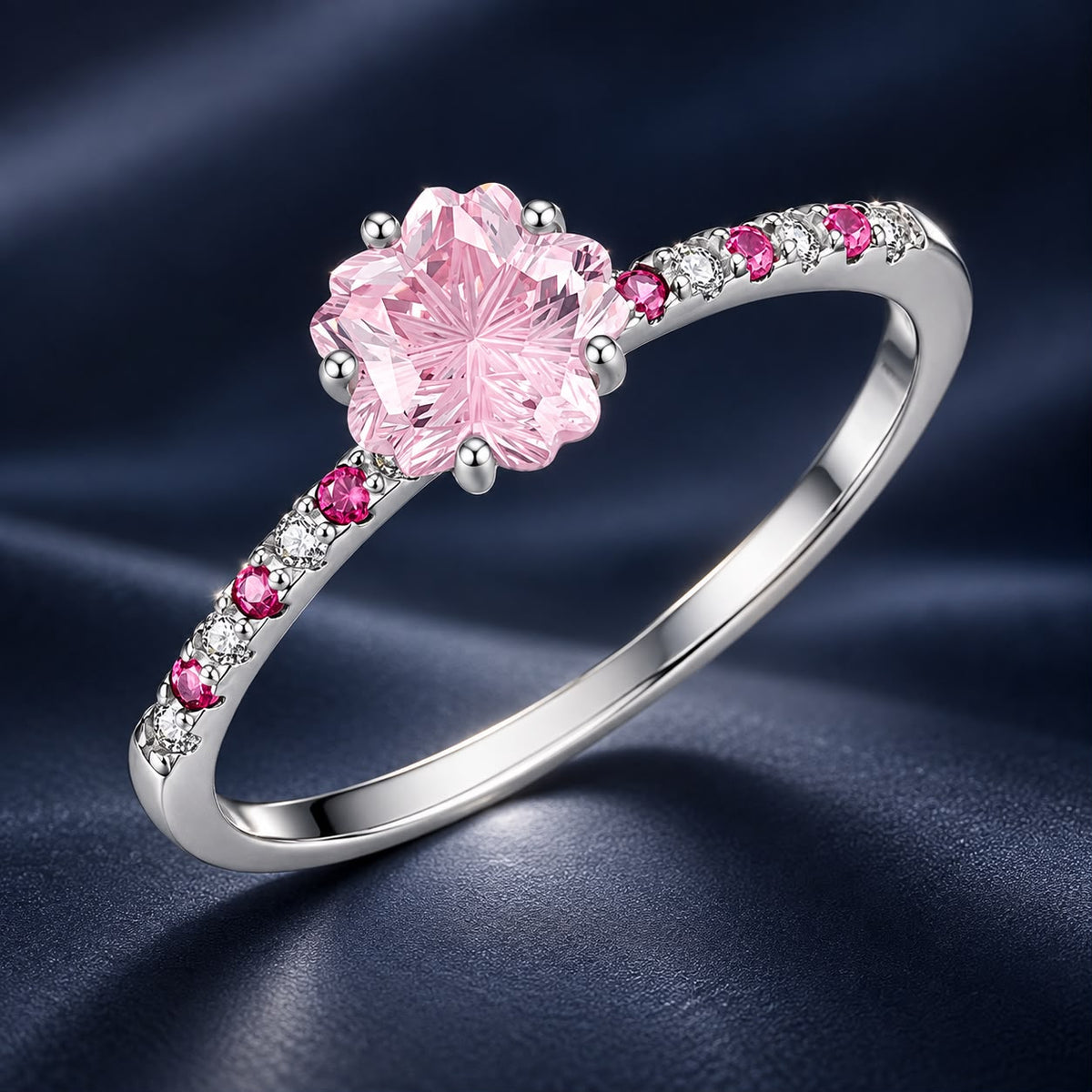 925 Sterling Silver White Gold Plated Pavé CZ 0.6cm Ring Size 6 for Women