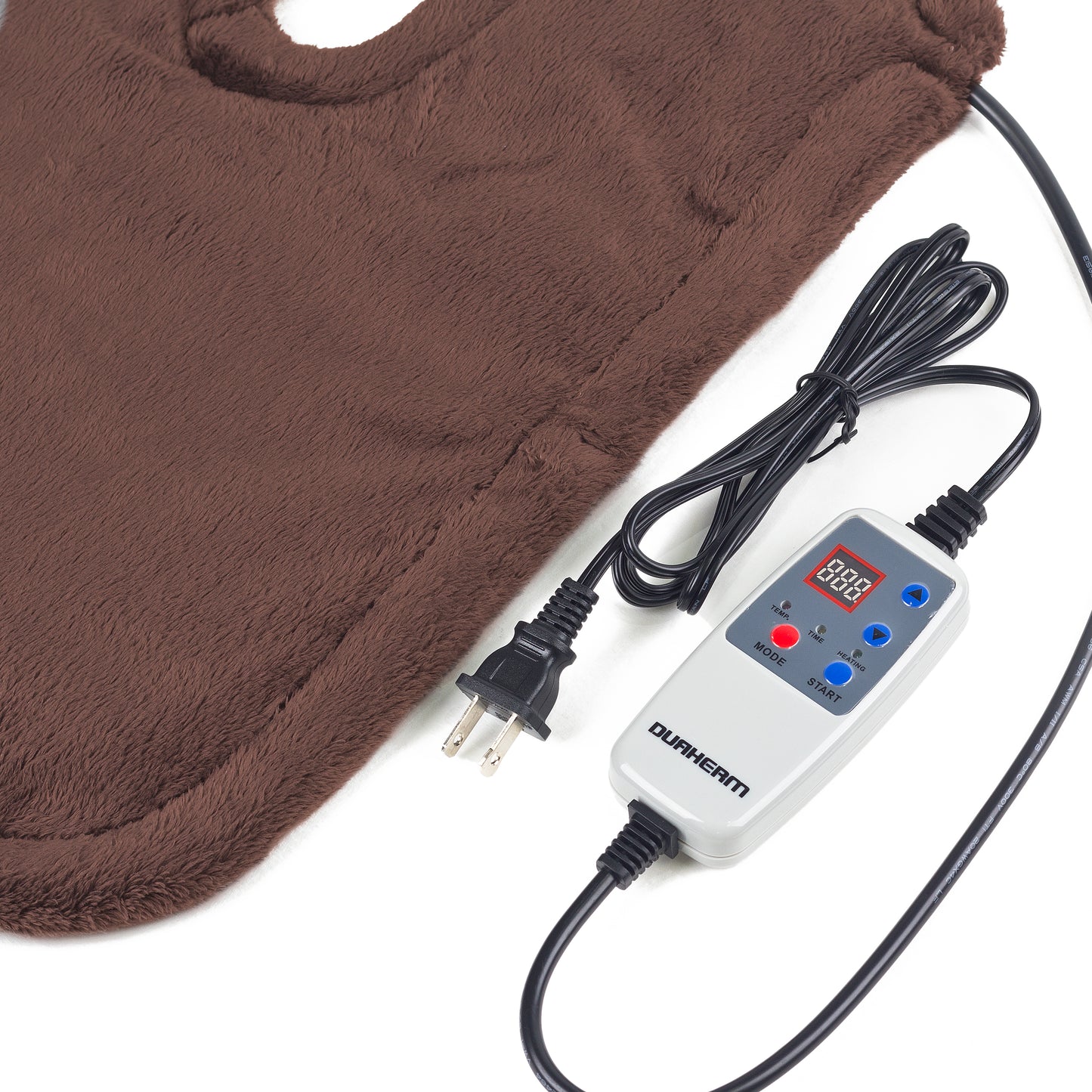 Therapeutic Heated Shoulder Neck Wrap Heating Pad w/ Magnetic Clasp - Brown