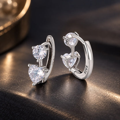 925 Sterling Silver Oxidized Silver Pavé CZ 1.2x0.6cm Hoop Earrings for Women