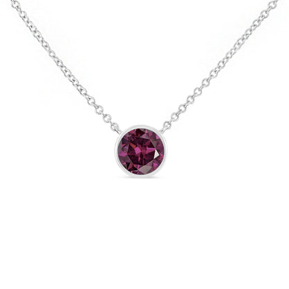 .925 Sterling Silver 3.5mm Red Garnet Gemstone Solitaire 18" Pendant Necklace
