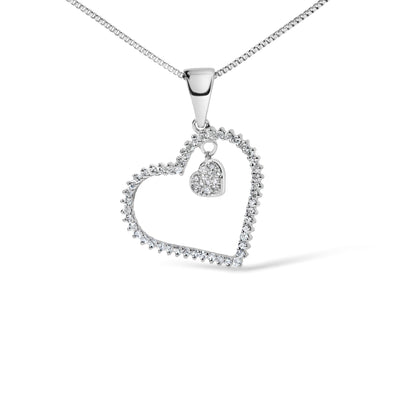 925 Sterling Silver 1/3ct TDW Diamond Heart Pendant Necklace