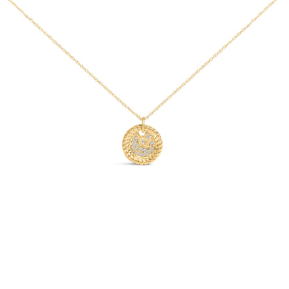 10K Yellow Gold Diamond Accent Crescent Moon Pendant Necklace