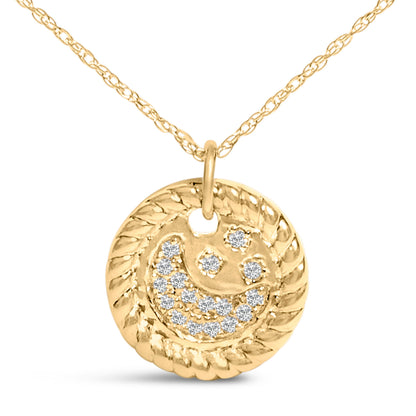 10K Yellow Gold Diamond Accent Crescent Moon Pendant Necklace