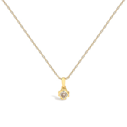 14K Yellow Gold Plated Sterling Silver 1/5 Cttw Diamond Swirl Pendant Necklace