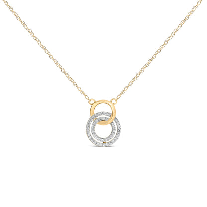 14K Yellow Gold Plated Sterling Silver 1/3 Cttw Diamond Interlocking Circles Necklace